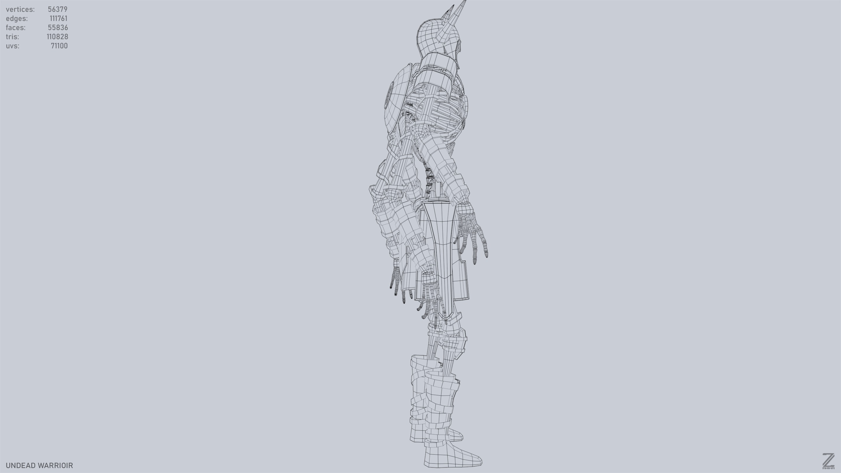 Undead warrior Low-poly 3D model_15