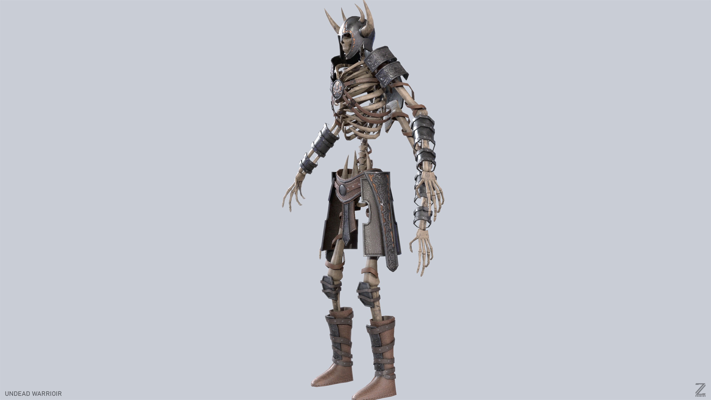 Undead warrior Low-poly 3D model_6