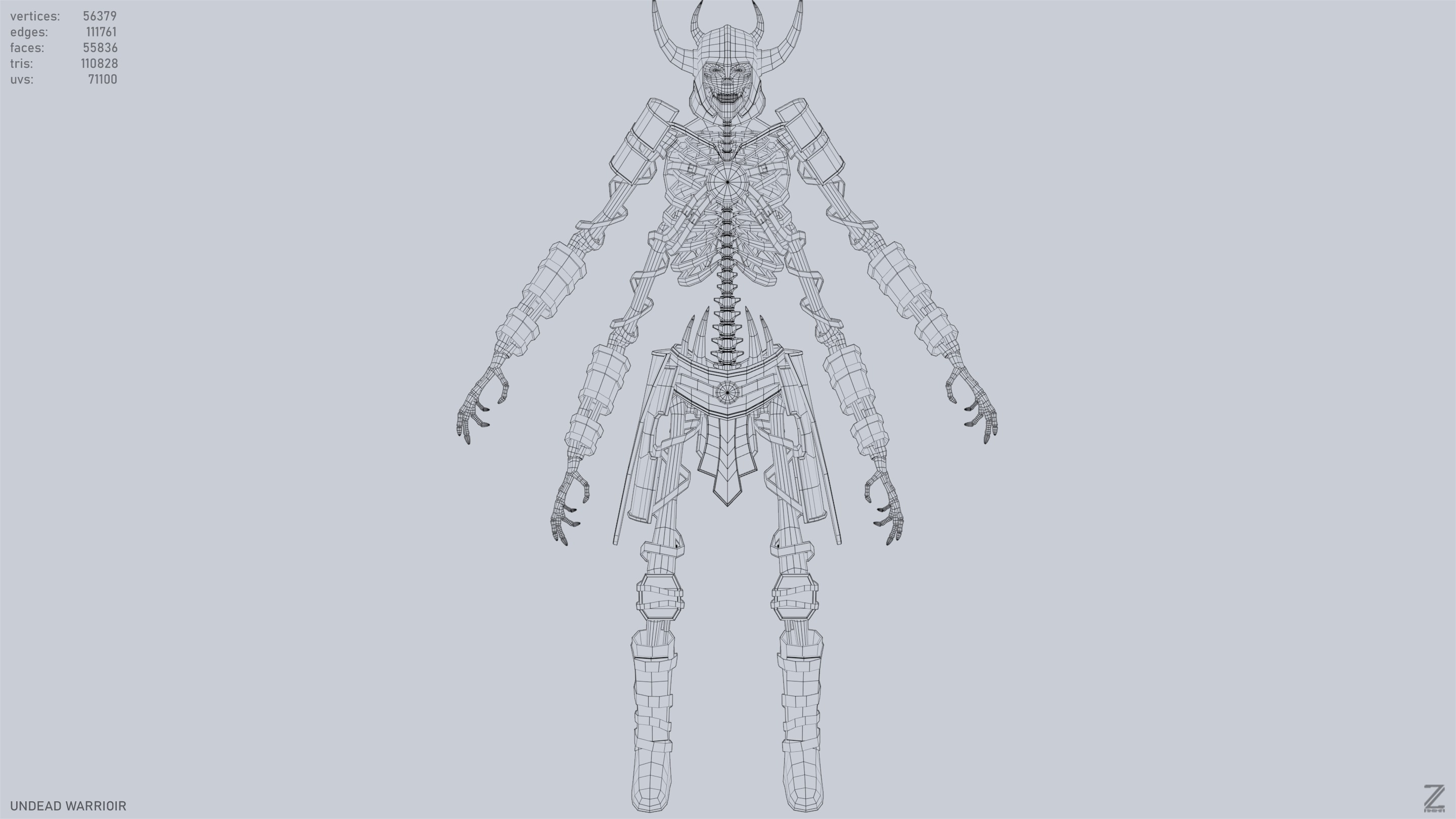 Undead warrior Low-poly 3D model_10