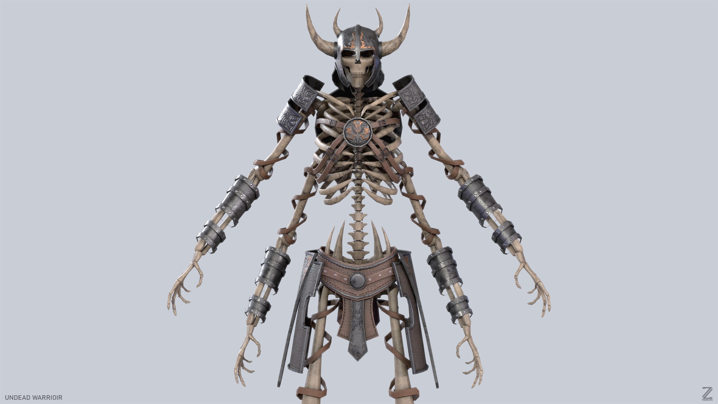 Undead warrior Low-poly 3D model_5