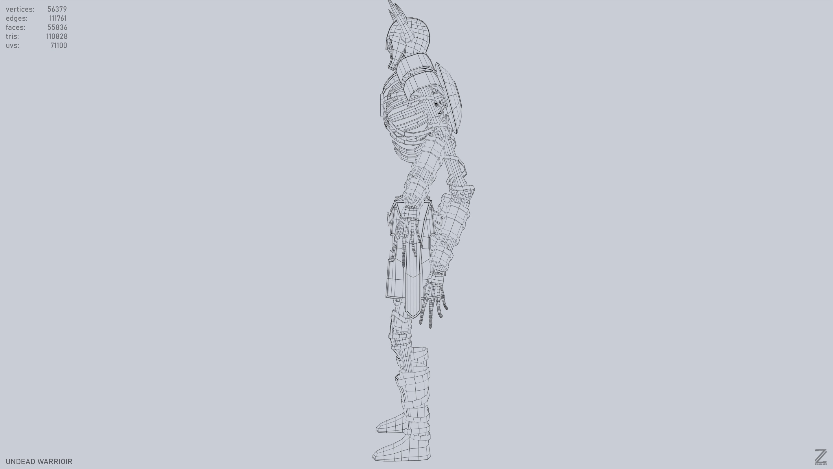 Undead warrior Low-poly 3D model_12