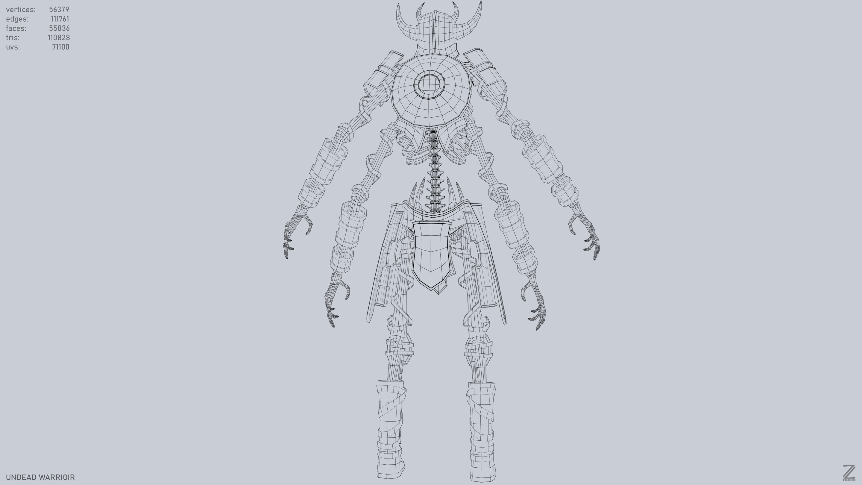 Undead warrior Low-poly 3D model_14