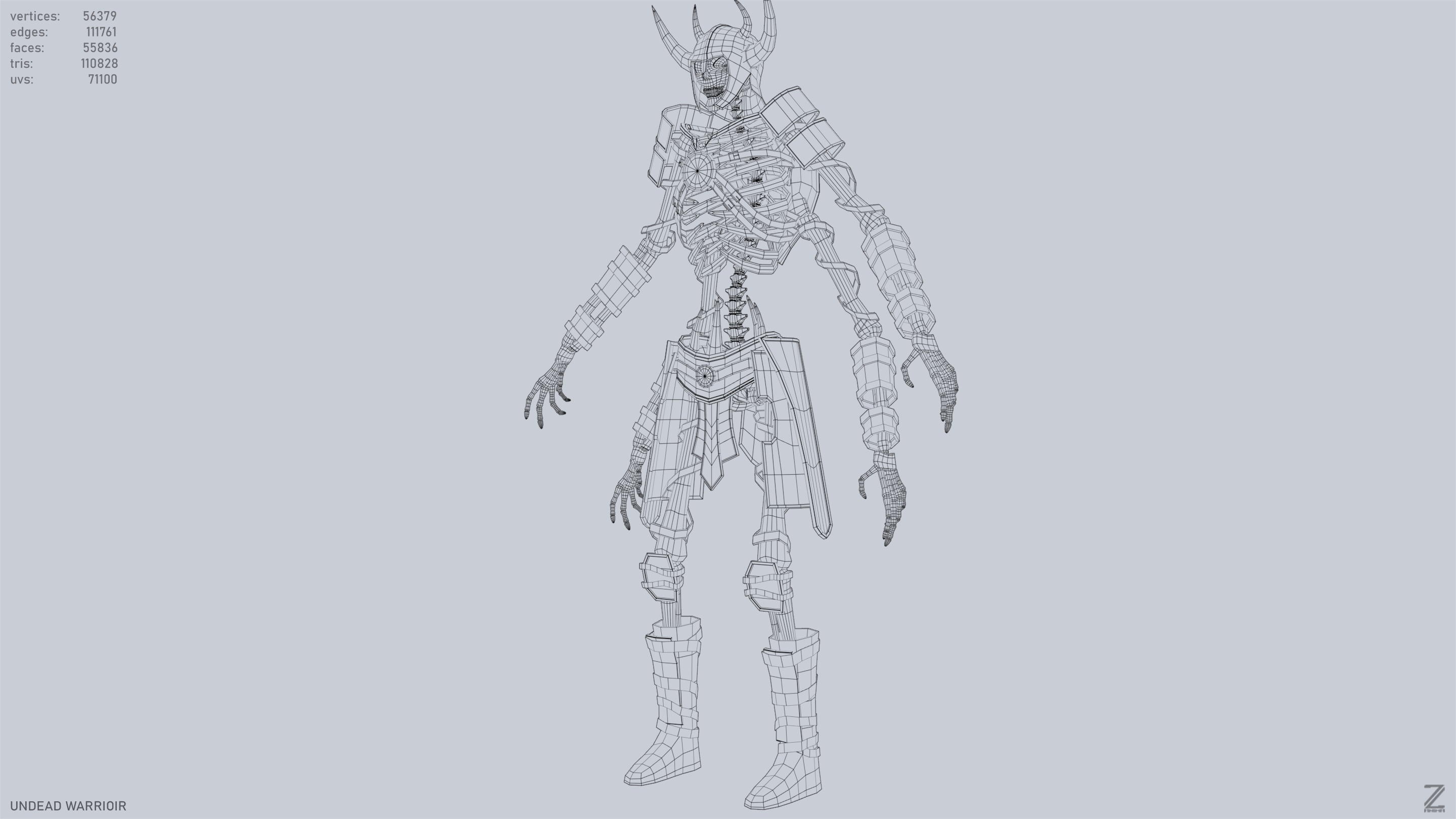 Undead warrior Low-poly 3D model_11