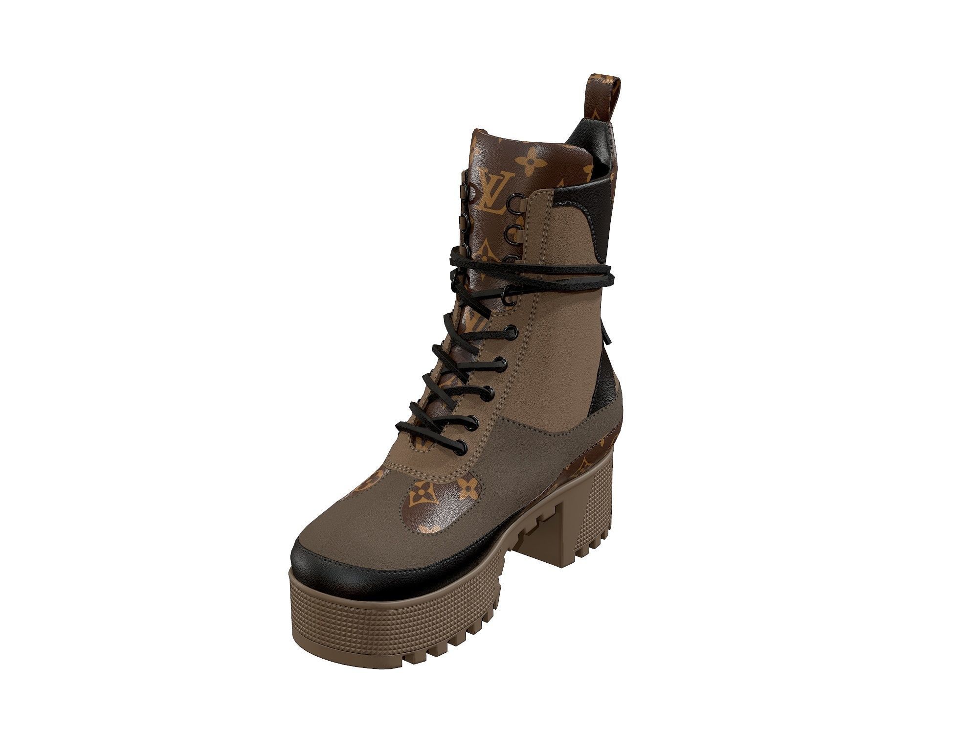 Louis Vuitton Laureate Platform Desert Boots Beige Low-poly 3D model_5