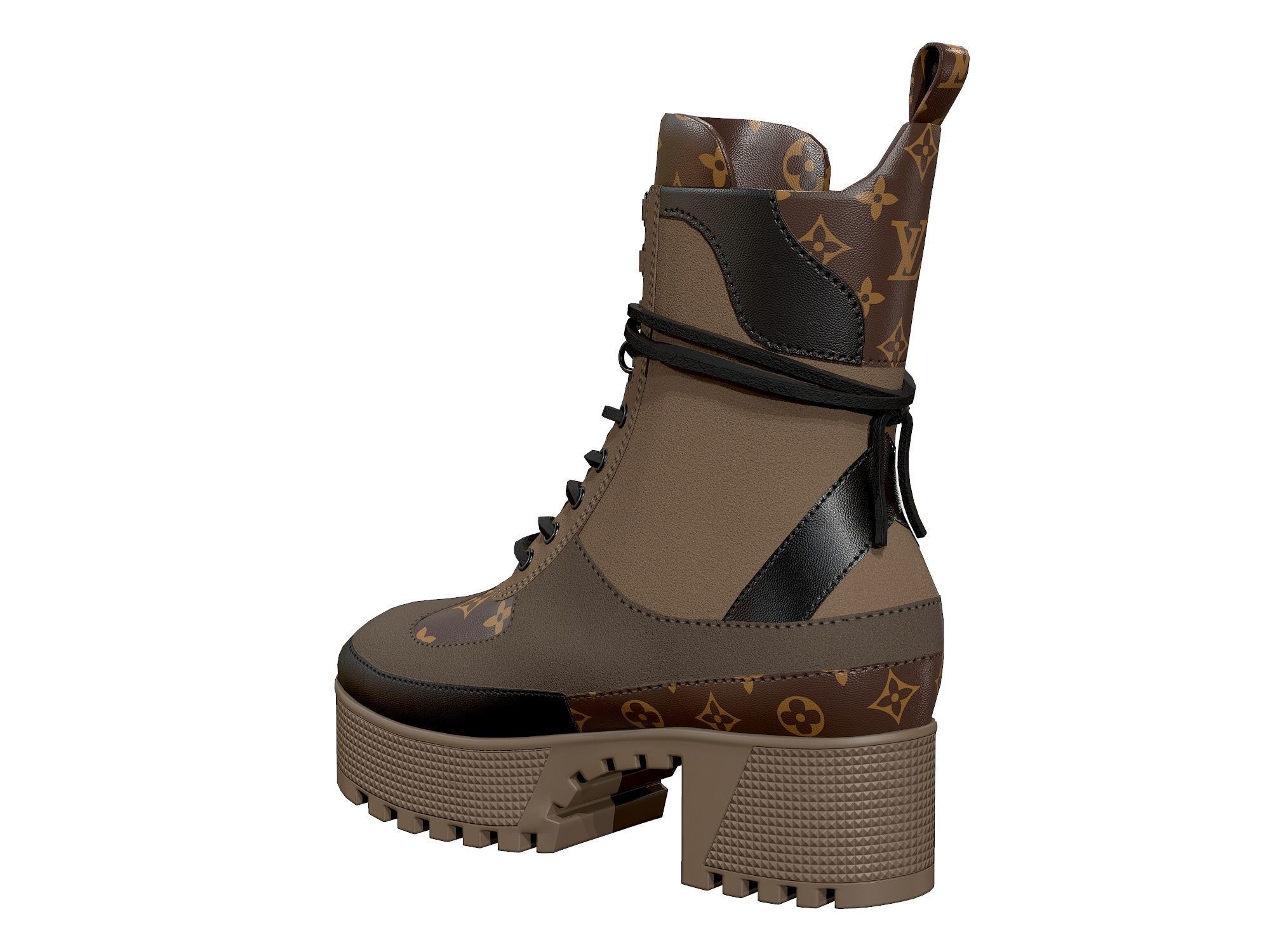 Louis Vuitton Laureate Platform Desert Boots Beige Low-poly 3D model_4