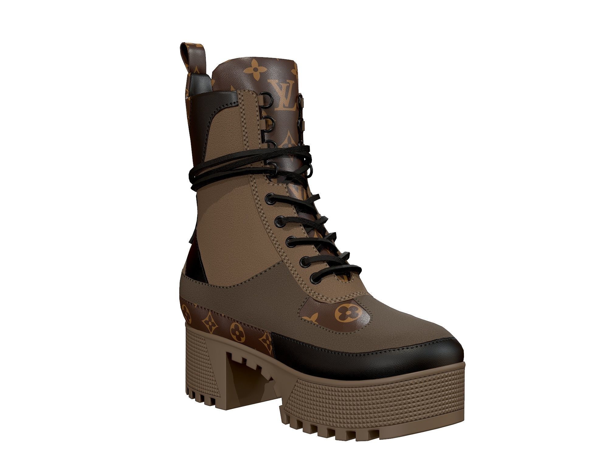 Louis Vuitton Laureate Platform Desert Boots Beige Low-poly 3D model_2