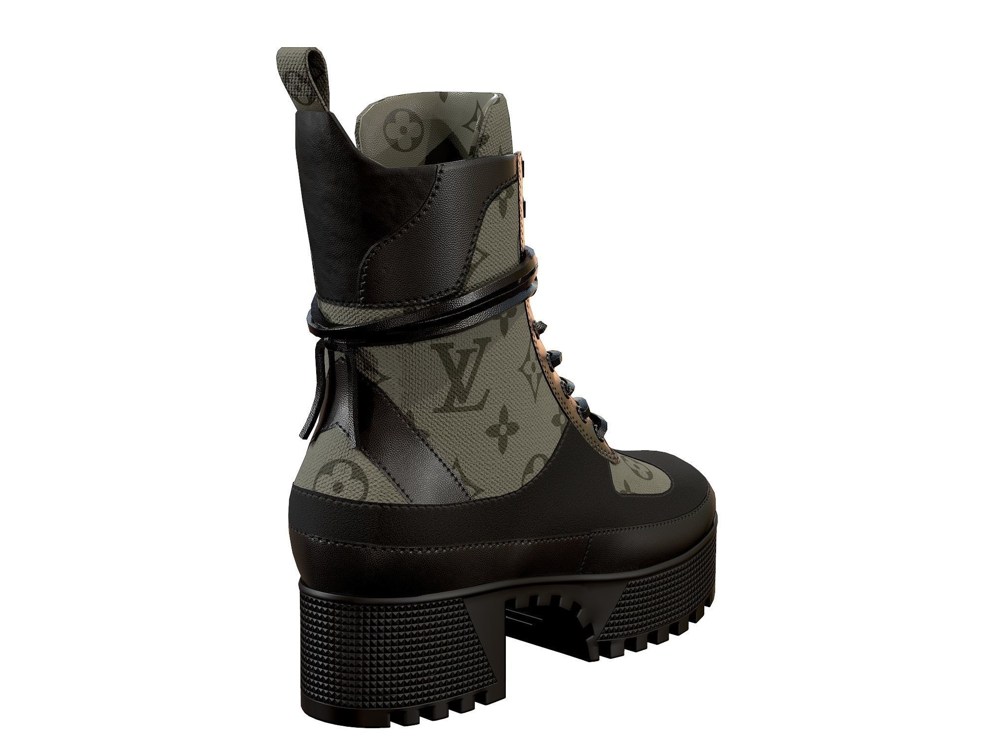 Louis Vuitton Laureate Platform Desert Boots Khaki Green Low-poly 3D model_5