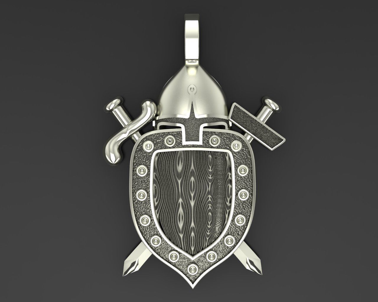 Shield pendant 3D print model_5