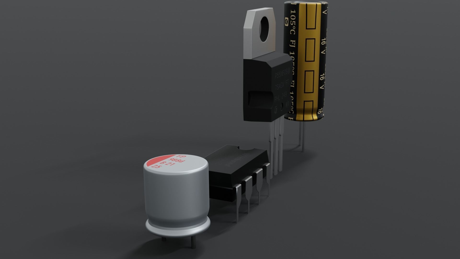 Circuit board micro chip component 3D model_5