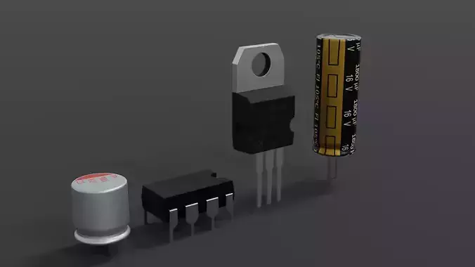 Circuit board micro chip component 3D model