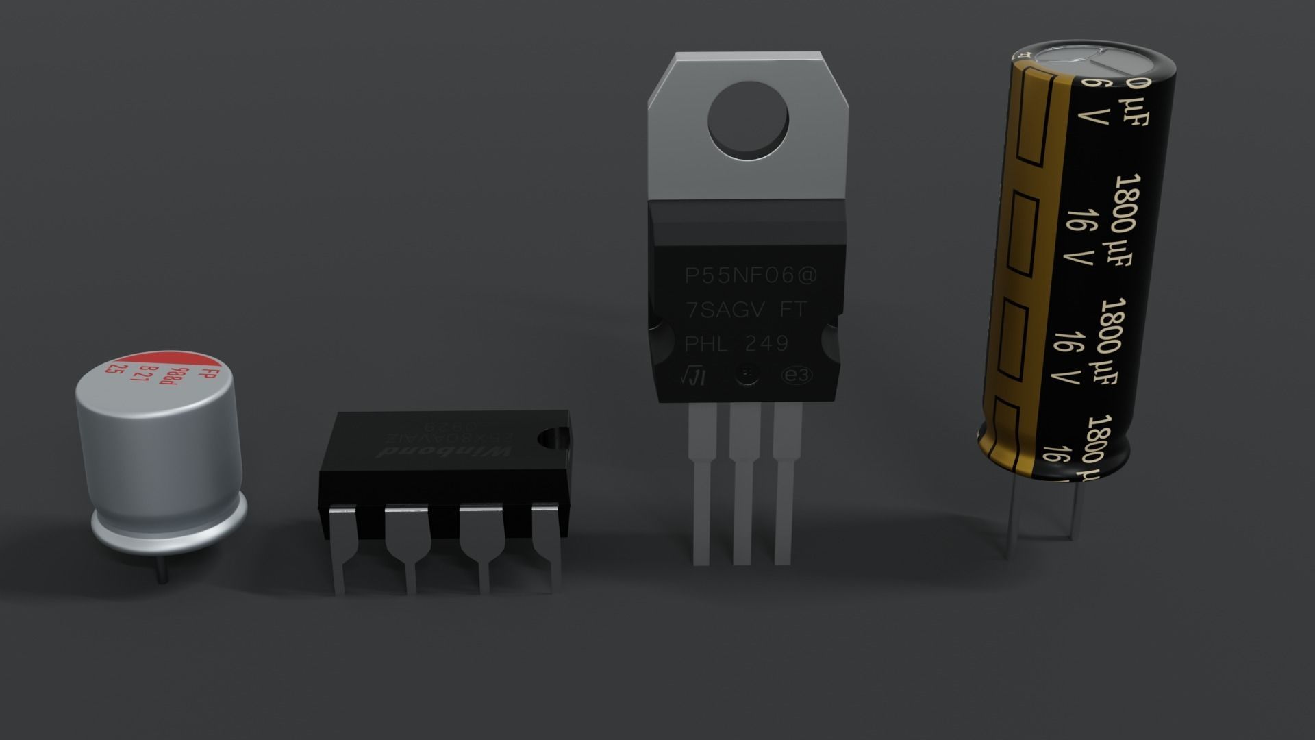 Circuit board micro chip component 3D model_1