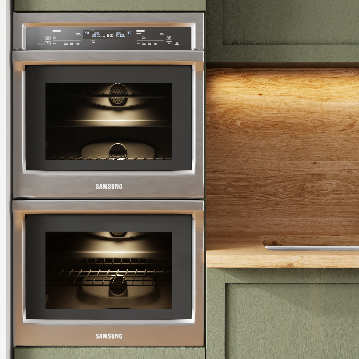 green kitchen with island Low-poly 3D model_3