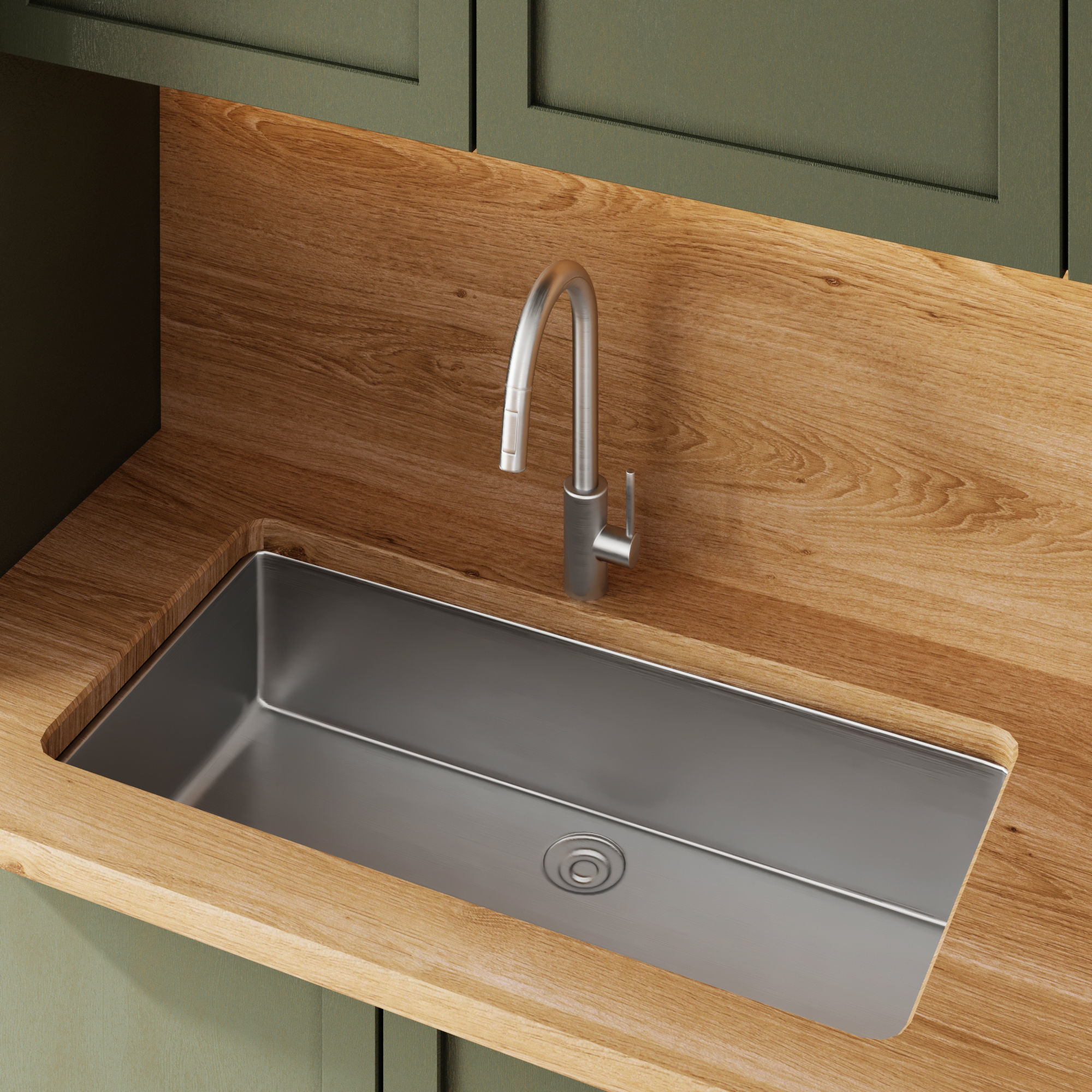 green kitchen with island Low-poly 3D model_4