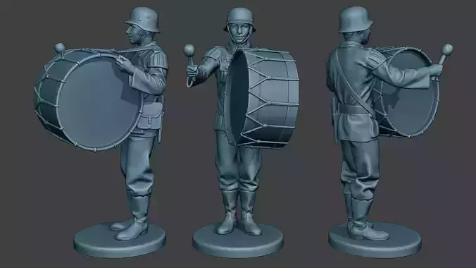 German musician soldier ww2 Stand bass drum G8 3D print model