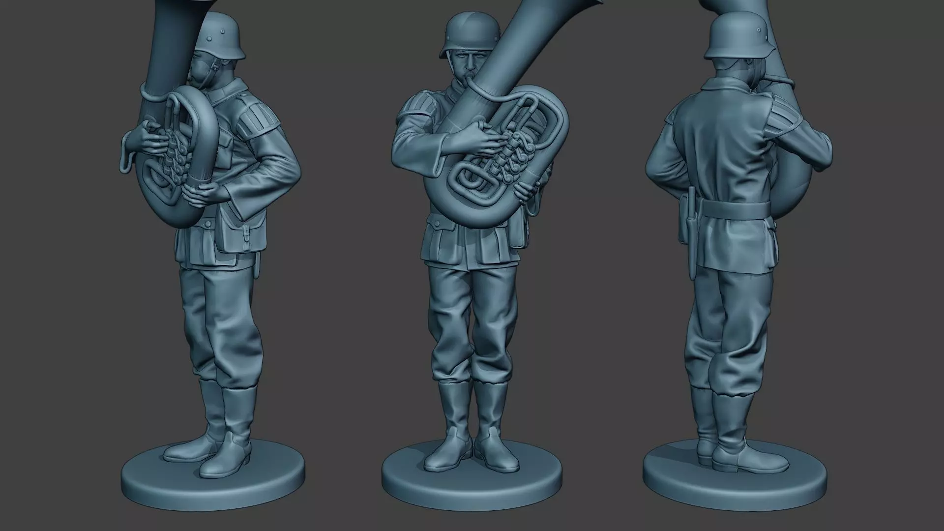 German musician soldier ww2 Stand bass horn G8 3D print model_0