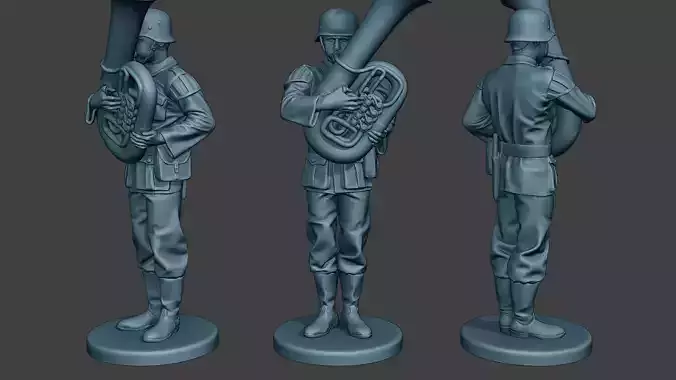 German musician soldier ww2 Stand bass horn G8 3D print model