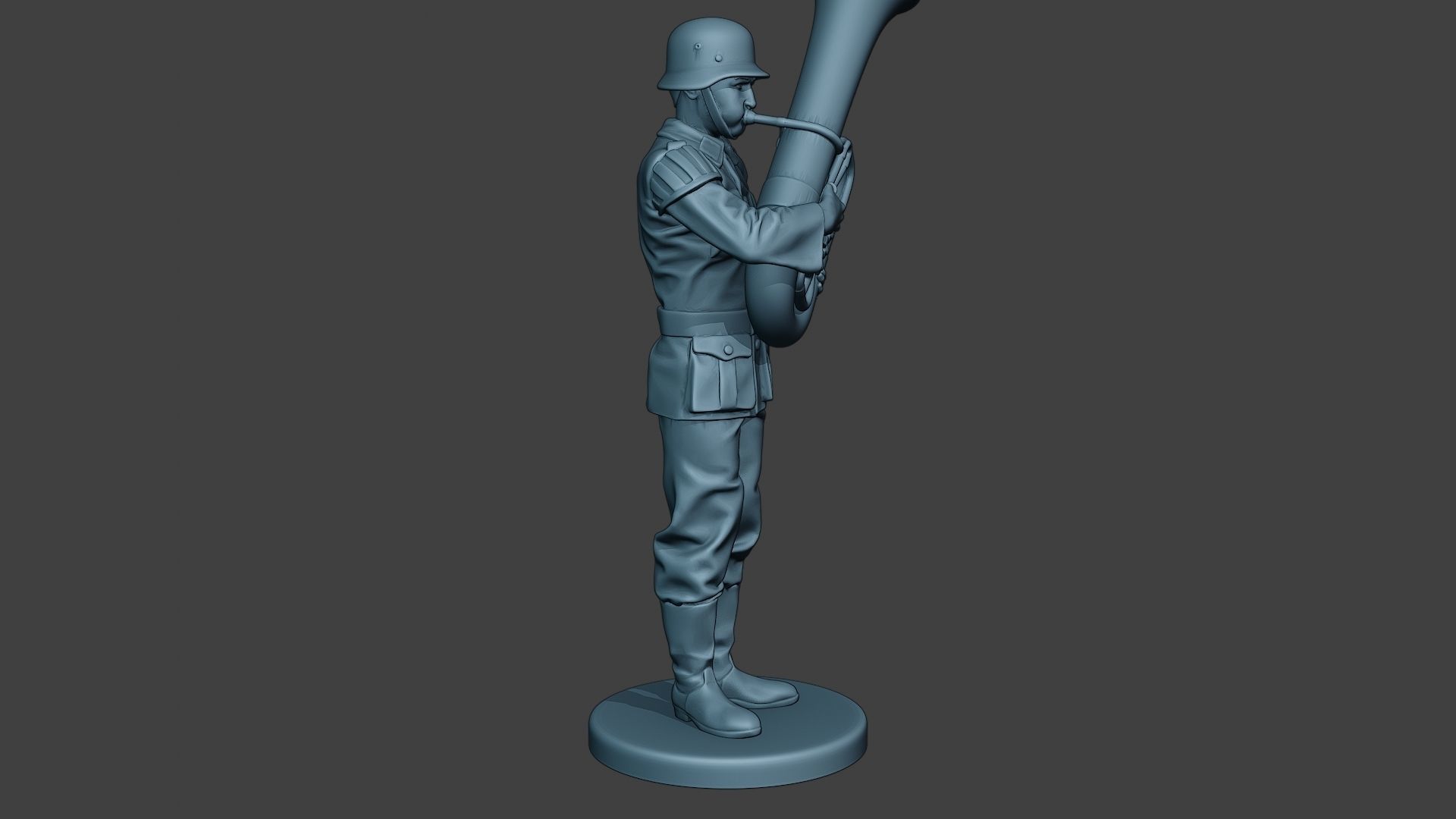 German musician soldier ww2 Stand bass horn G8 3D print model_9