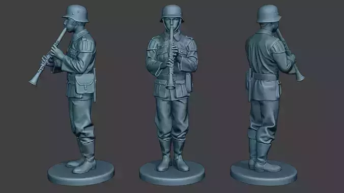 German musician soldier ww2 Stand clarinet G8 3D print model