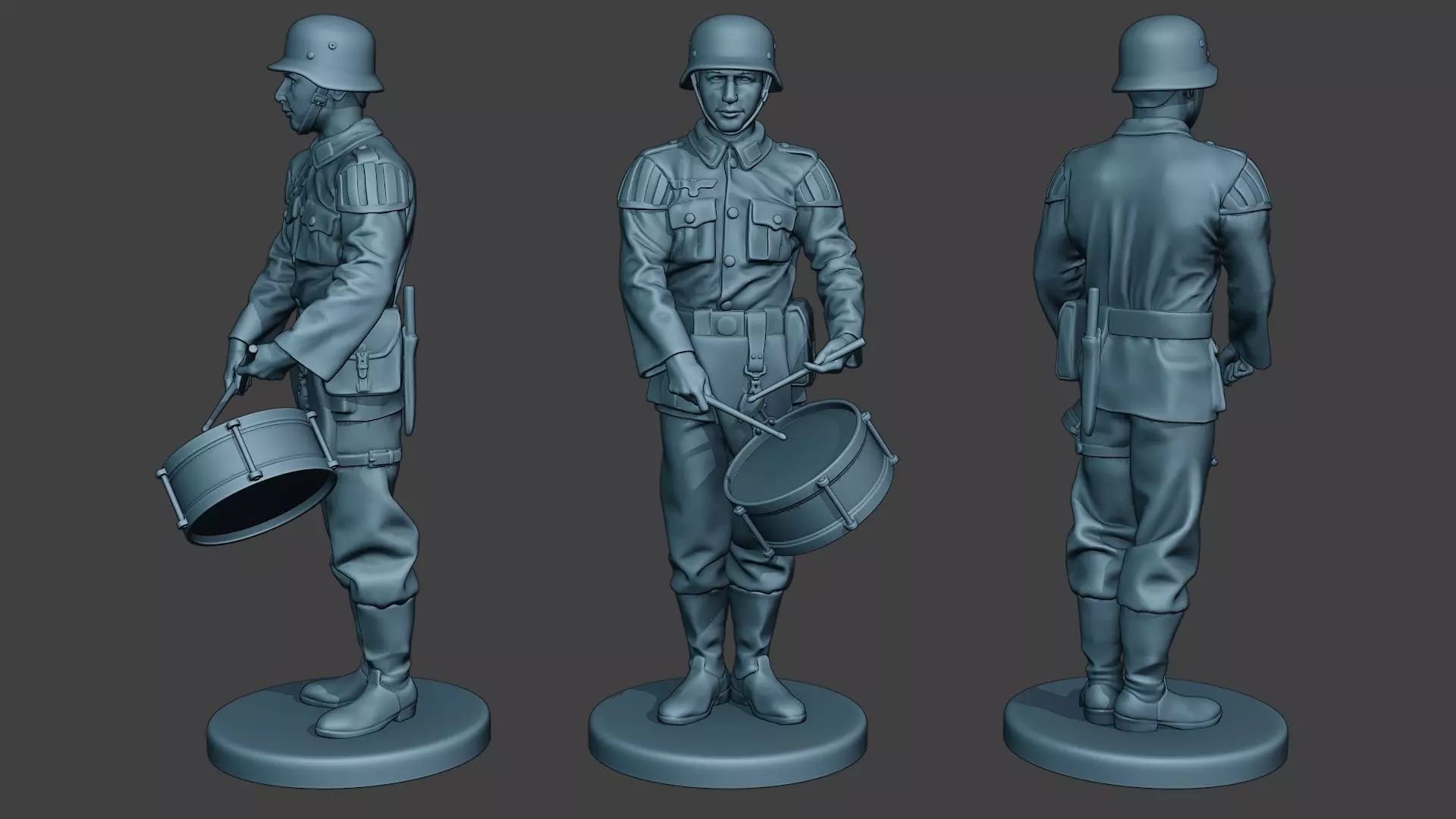 German musician soldier ww2 Stand drum G8 3D print model_0