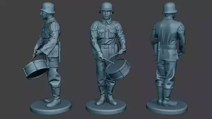 German musician soldier ww2 Stand drum G8 3D print model