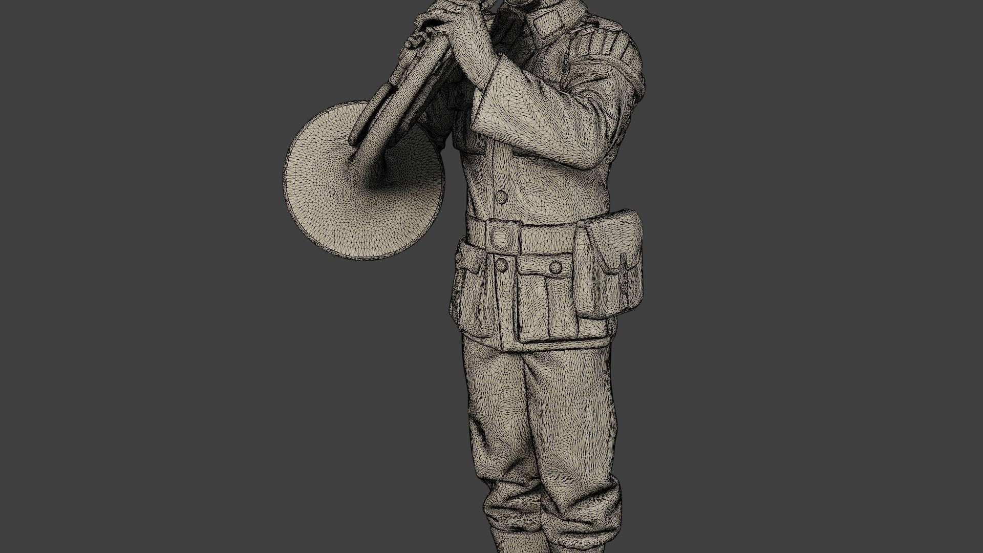 German musician soldier ww2 Stand french horn G8 3D print model_12
