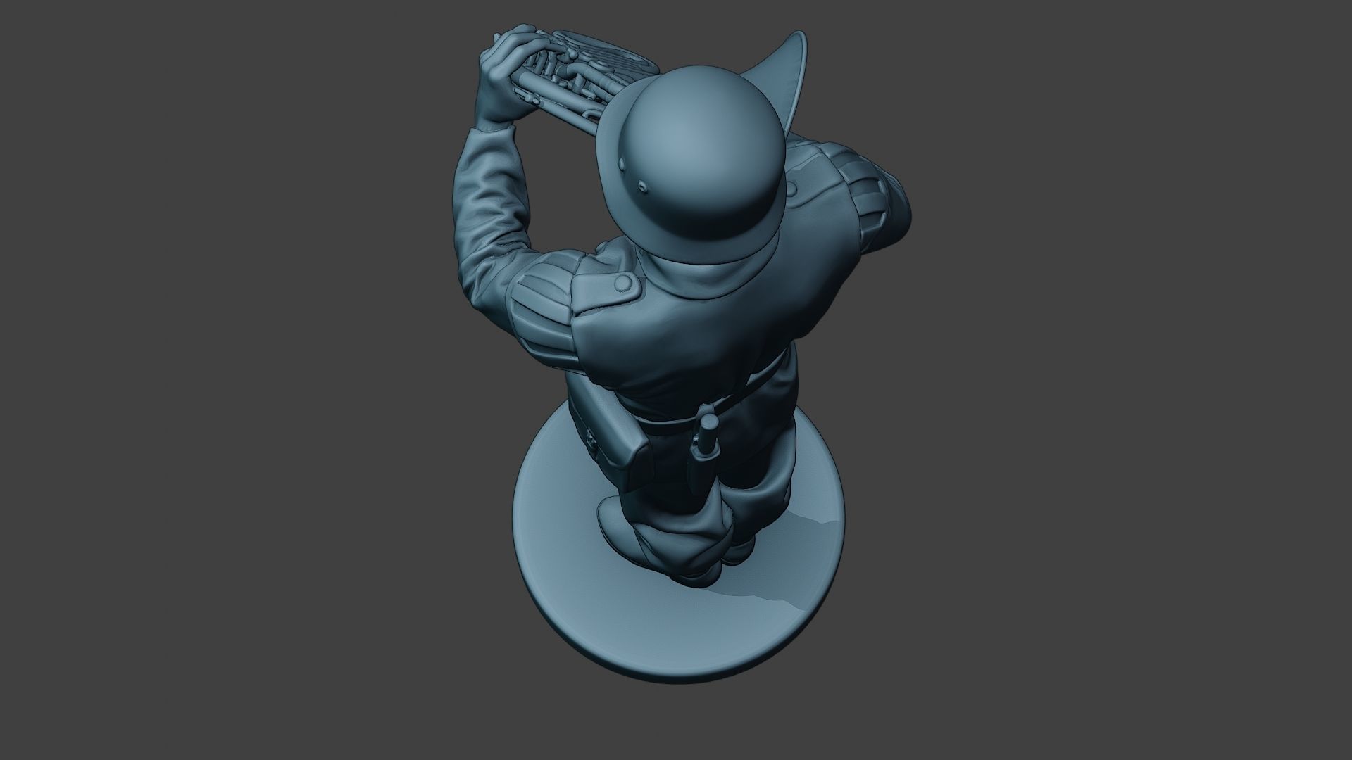 German musician soldier ww2 Stand french horn G8 3D print model_16