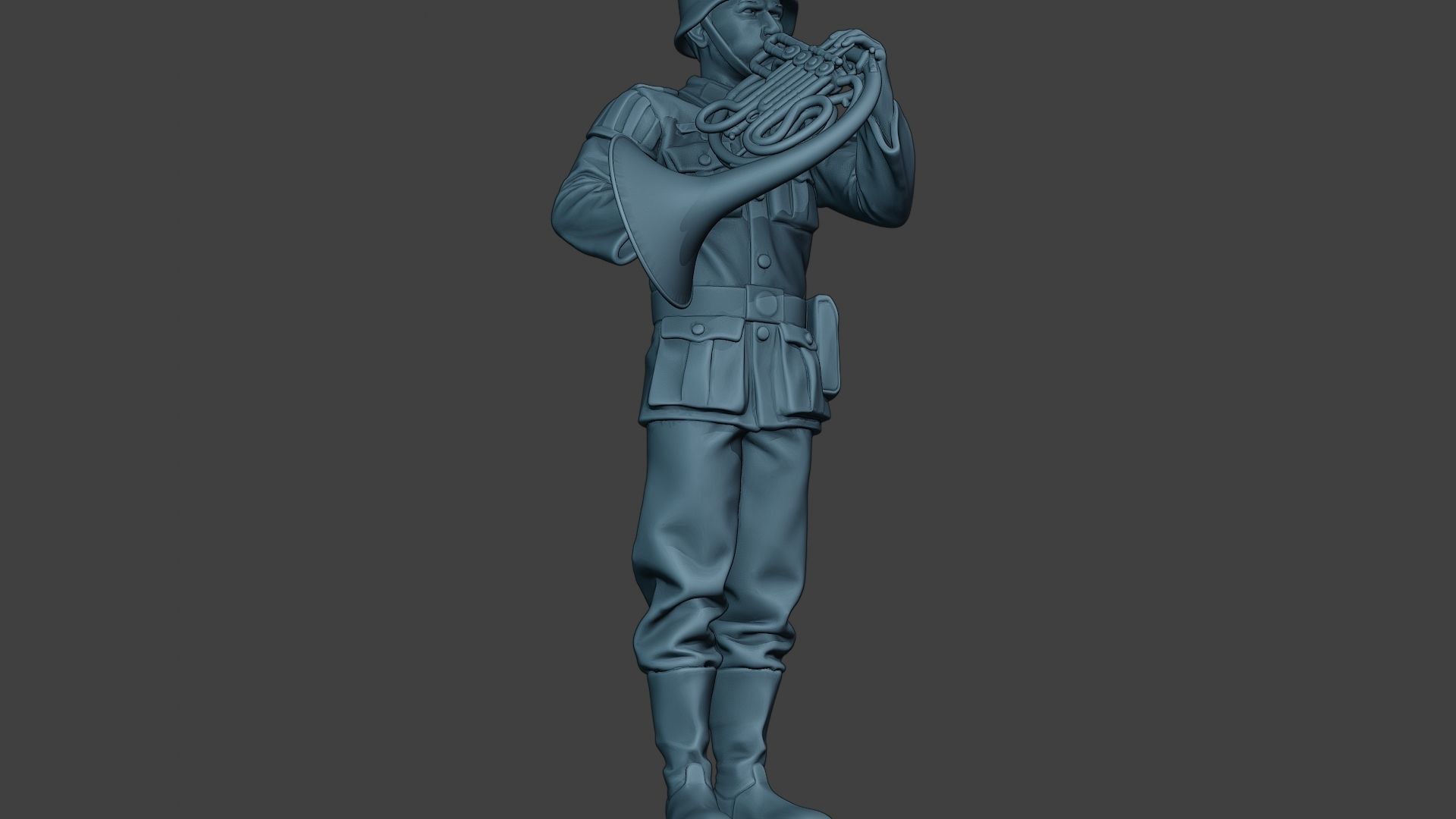 German musician soldier ww2 Stand french horn G8 3D print model_13