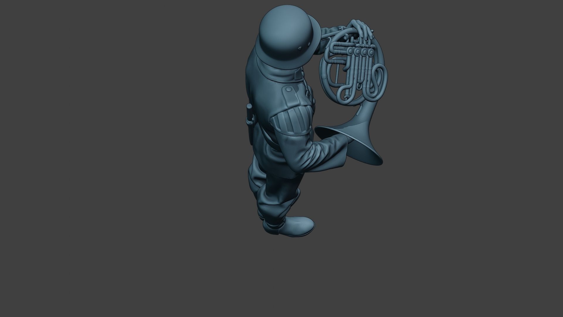 German musician soldier ww2 Stand french horn G8 3D print model_23