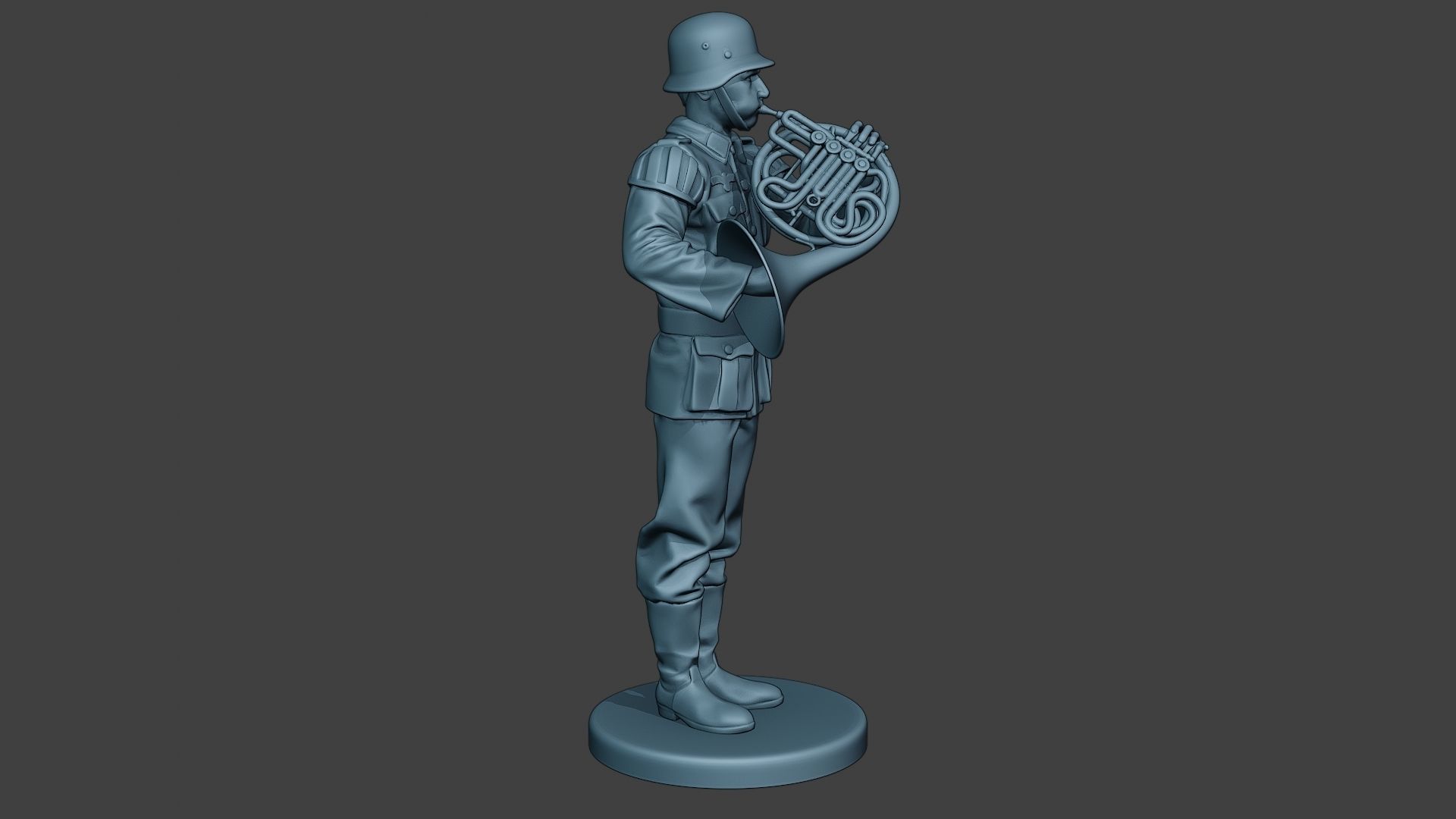 German musician soldier ww2 Stand french horn G8 3D print model_9