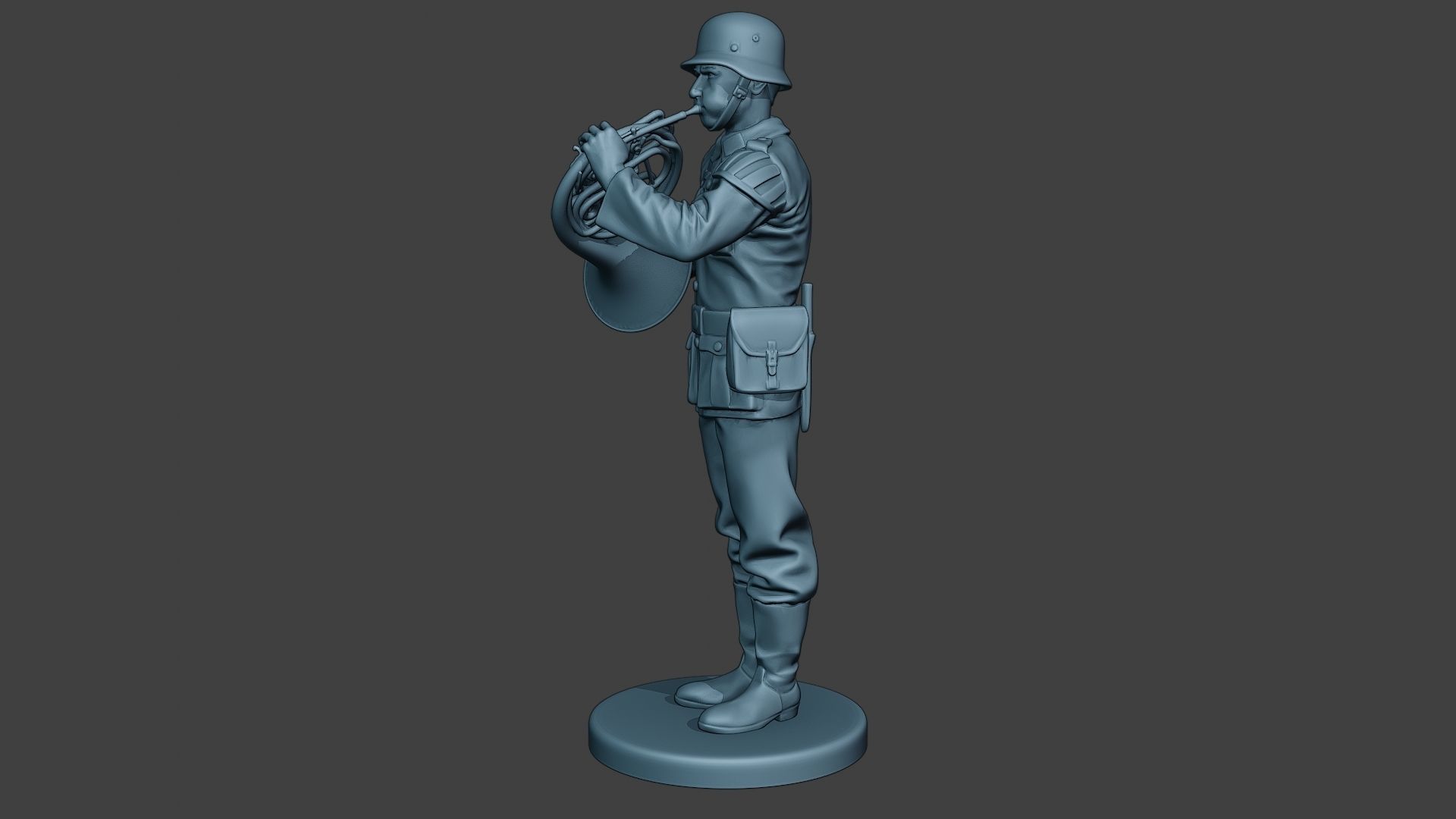 German musician soldier ww2 Stand french horn G8 3D print model_3