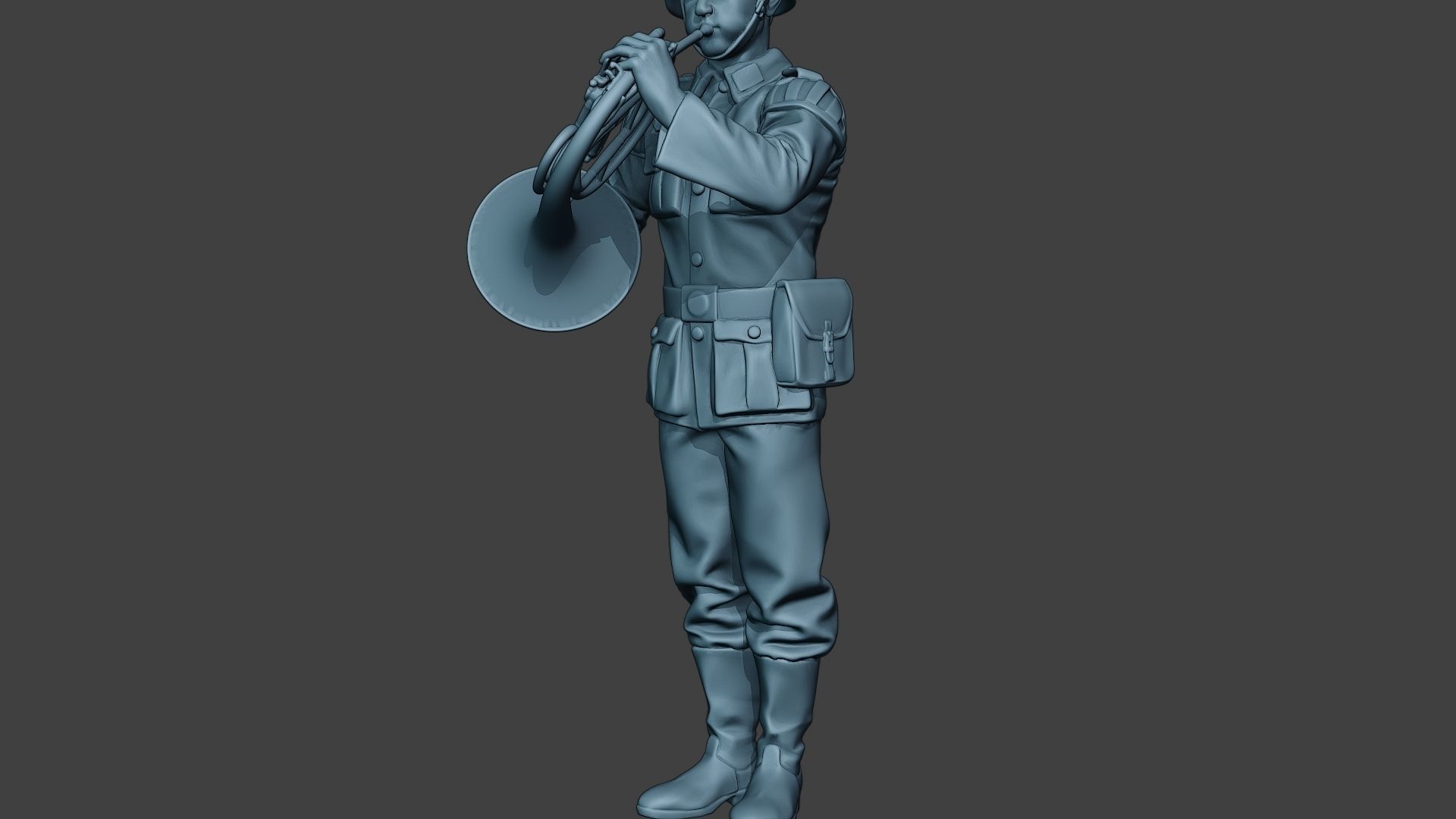 German musician soldier ww2 Stand french horn G8 3D print model_27