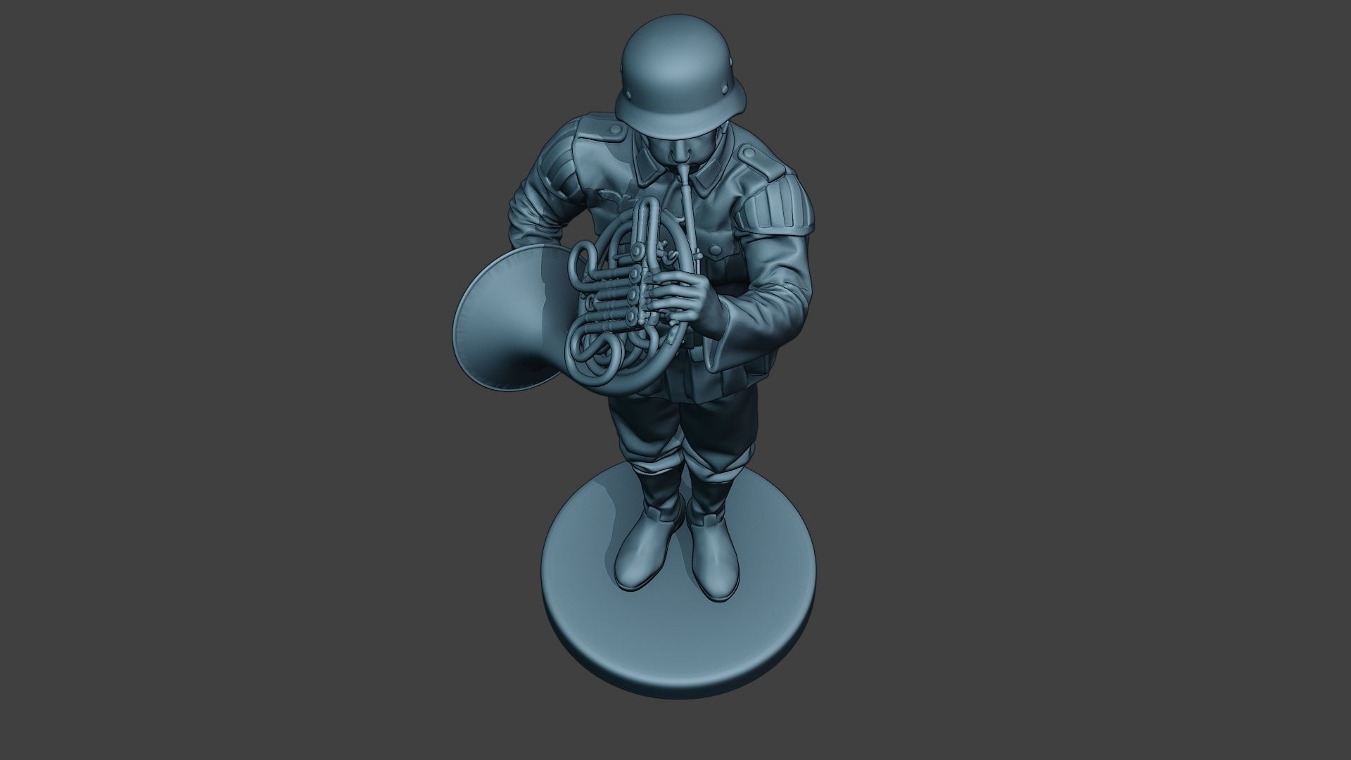 German musician soldier ww2 Stand french horn G8 3D print model_14