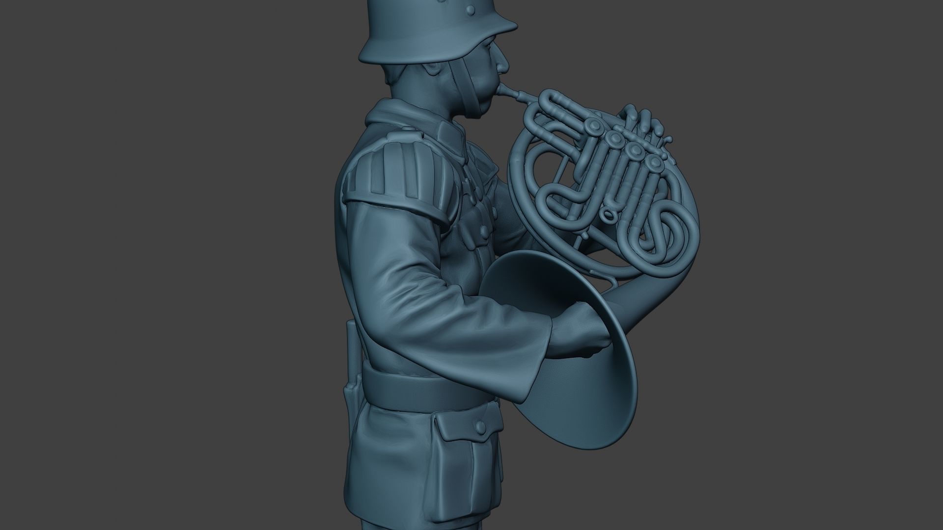 German musician soldier ww2 Stand french horn G8 3D print model_20