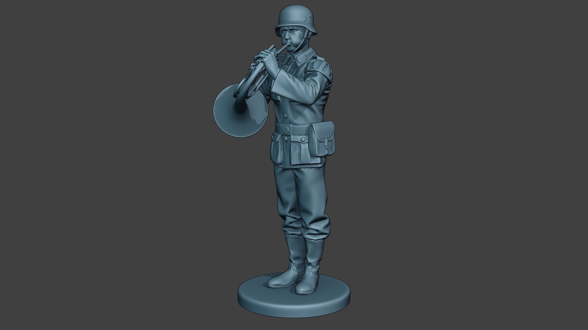 German musician soldier ww2 Stand french horn G8 3D print model_2