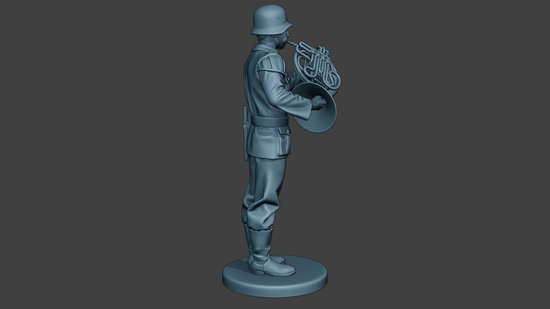 German musician soldier ww2 Stand french horn G8 3D print model_8
