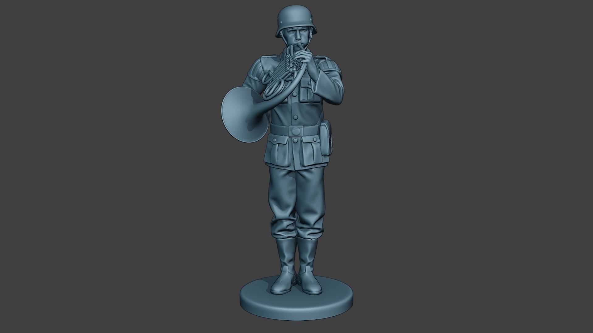 German musician soldier ww2 Stand french horn G8 3D print model_11