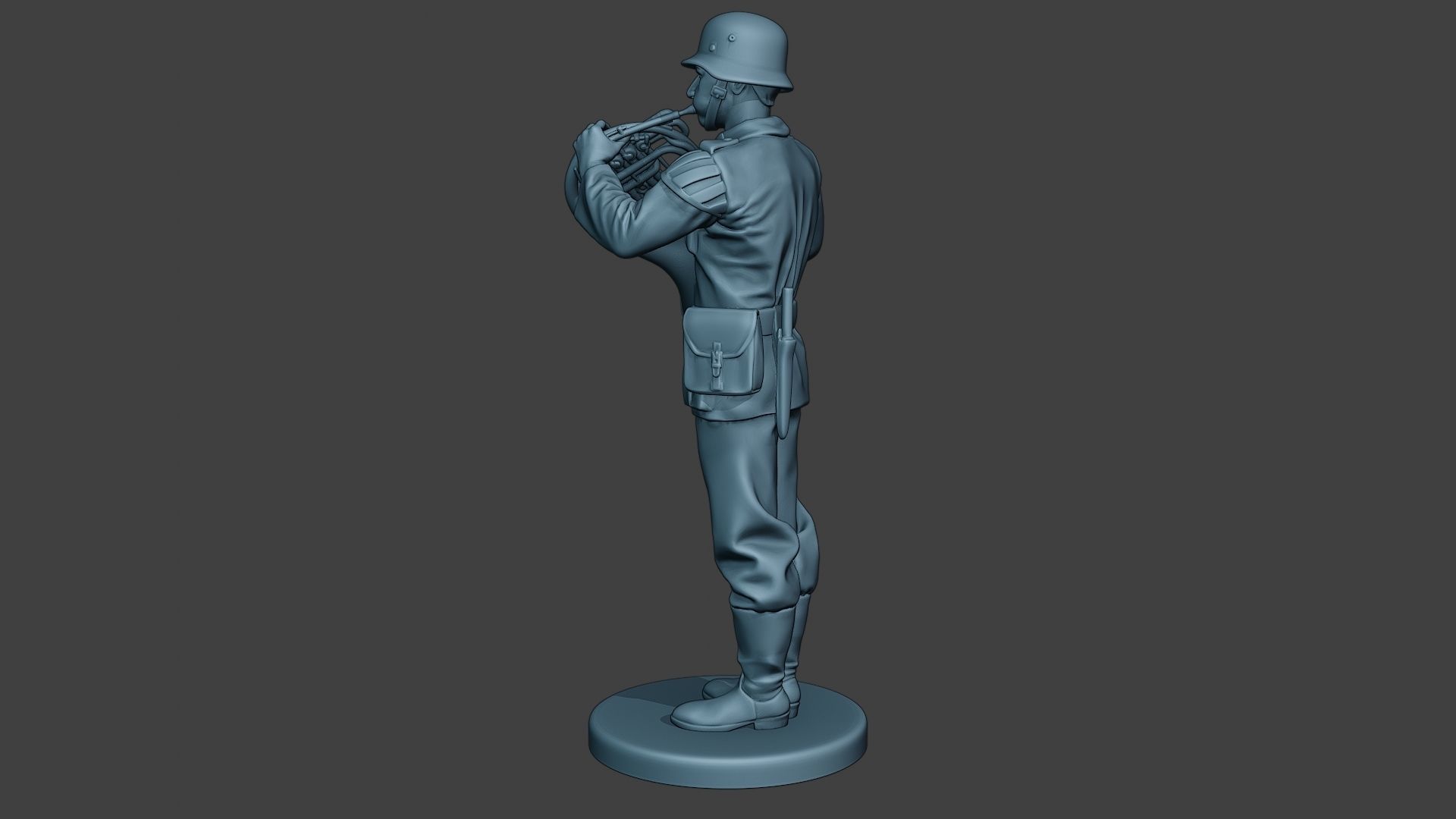 German musician soldier ww2 Stand french horn G8 3D print model_4