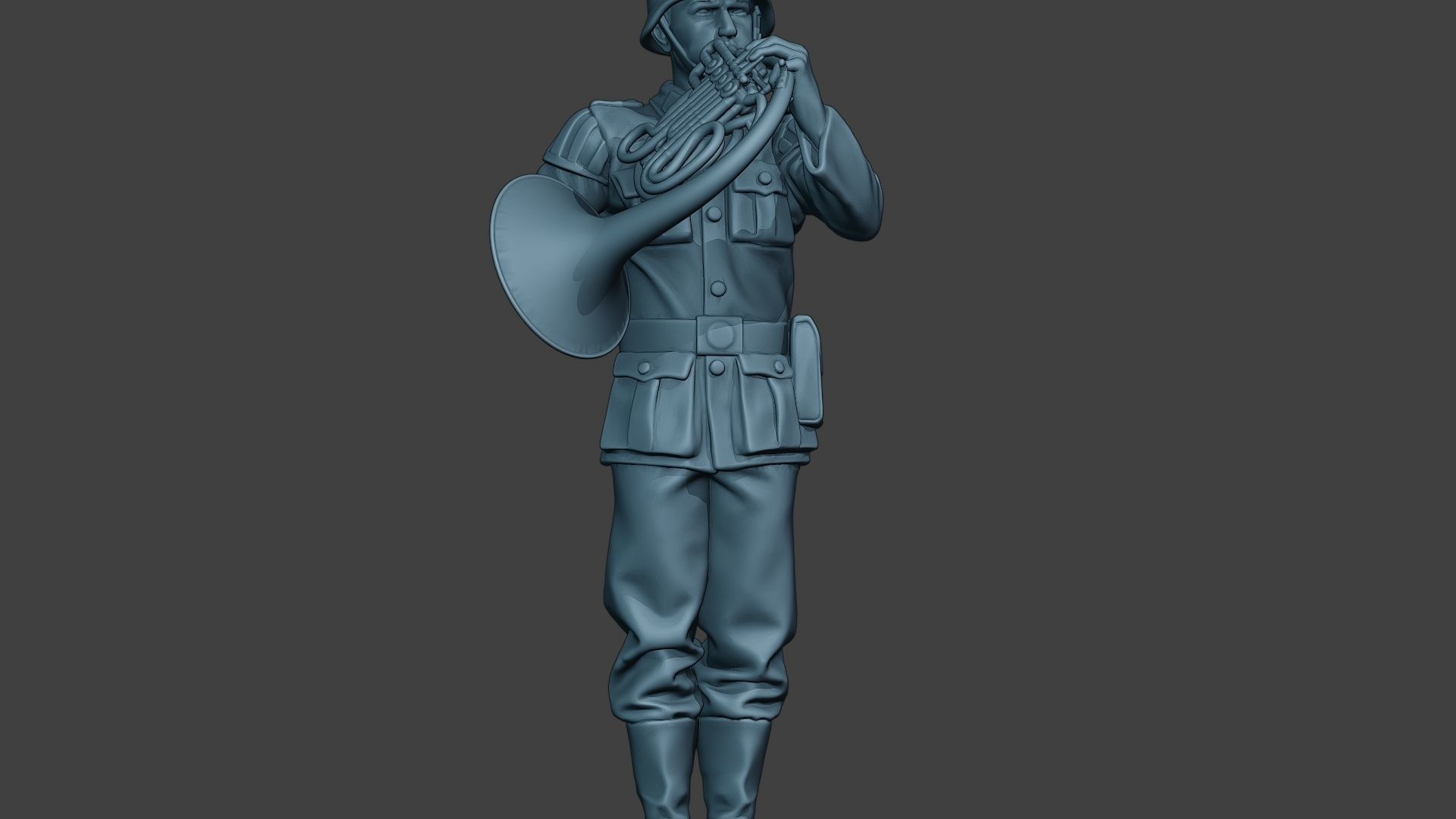 German musician soldier ww2 Stand french horn G8 3D print model_28
