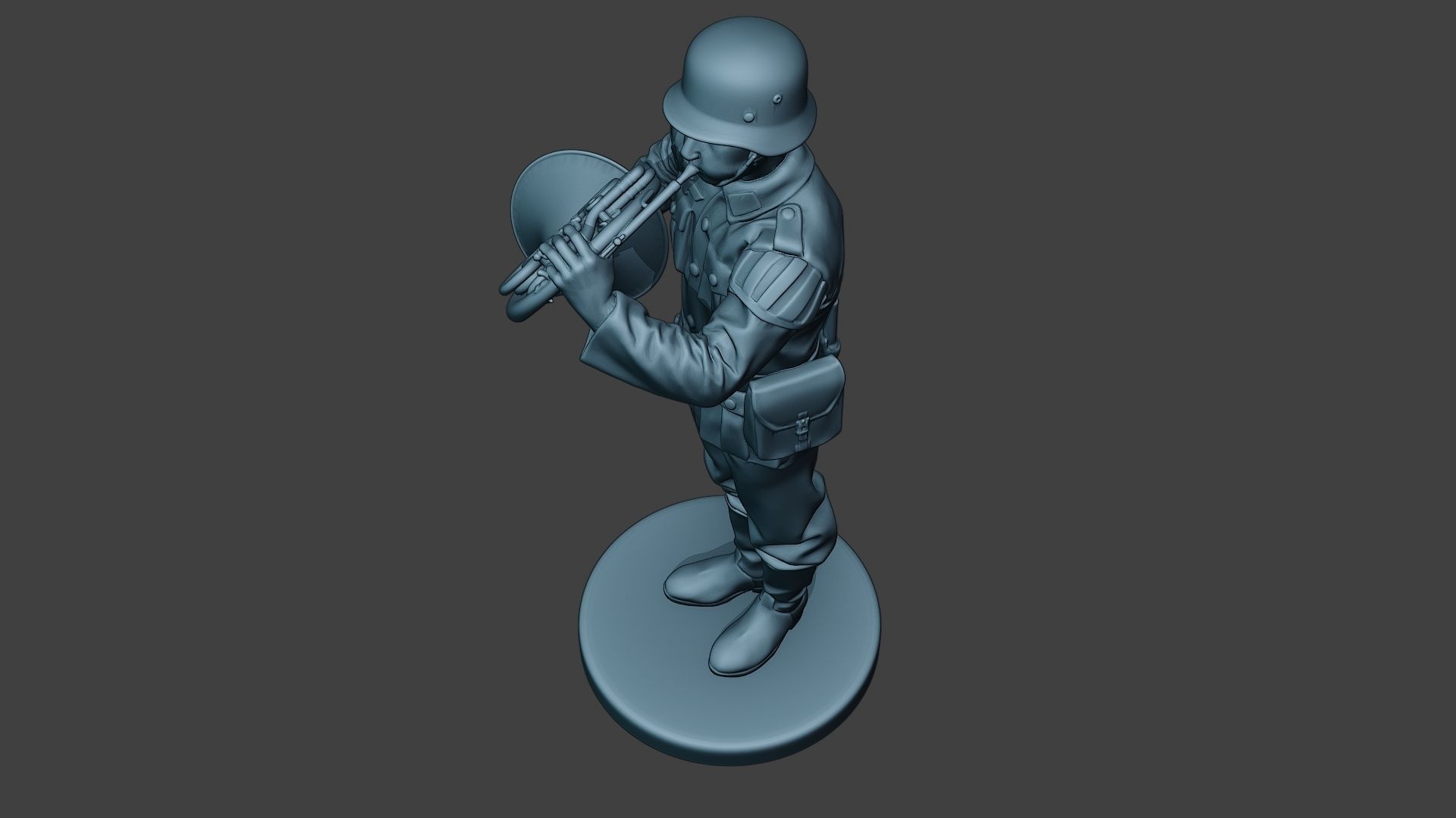 German musician soldier ww2 Stand french horn G8 3D print model_15