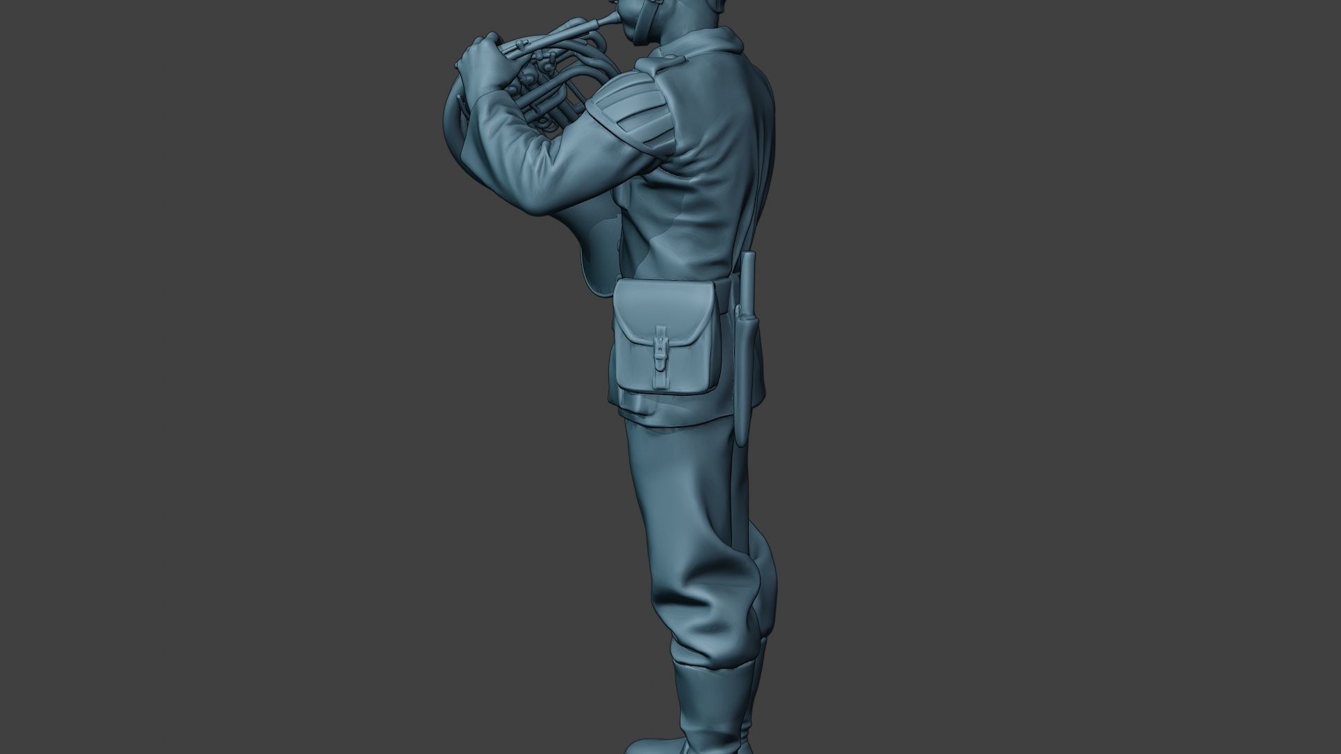 German musician soldier ww2 Stand french horn G8 3D print model_26