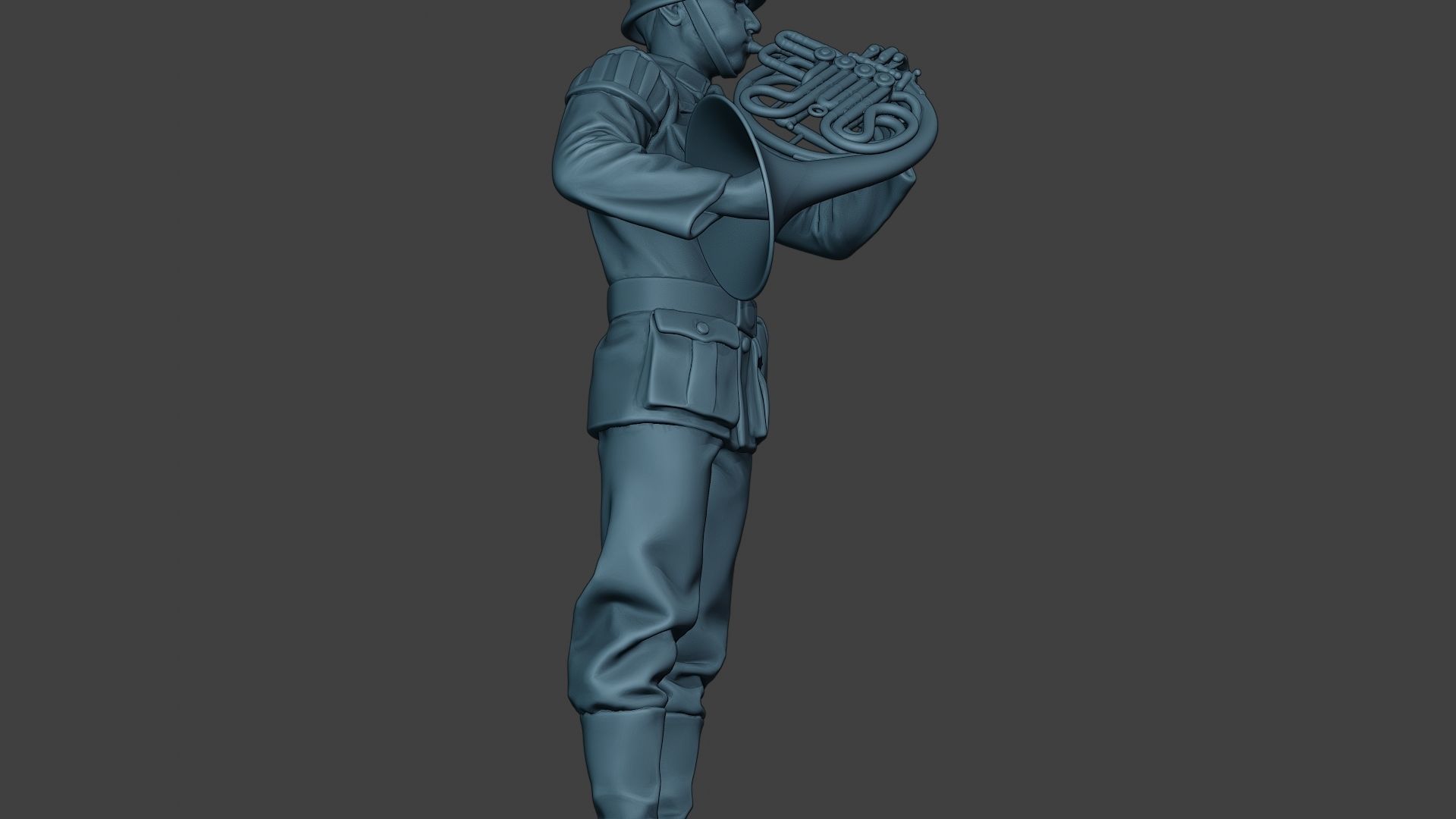 German musician soldier ww2 Stand french horn G8 3D print model_29