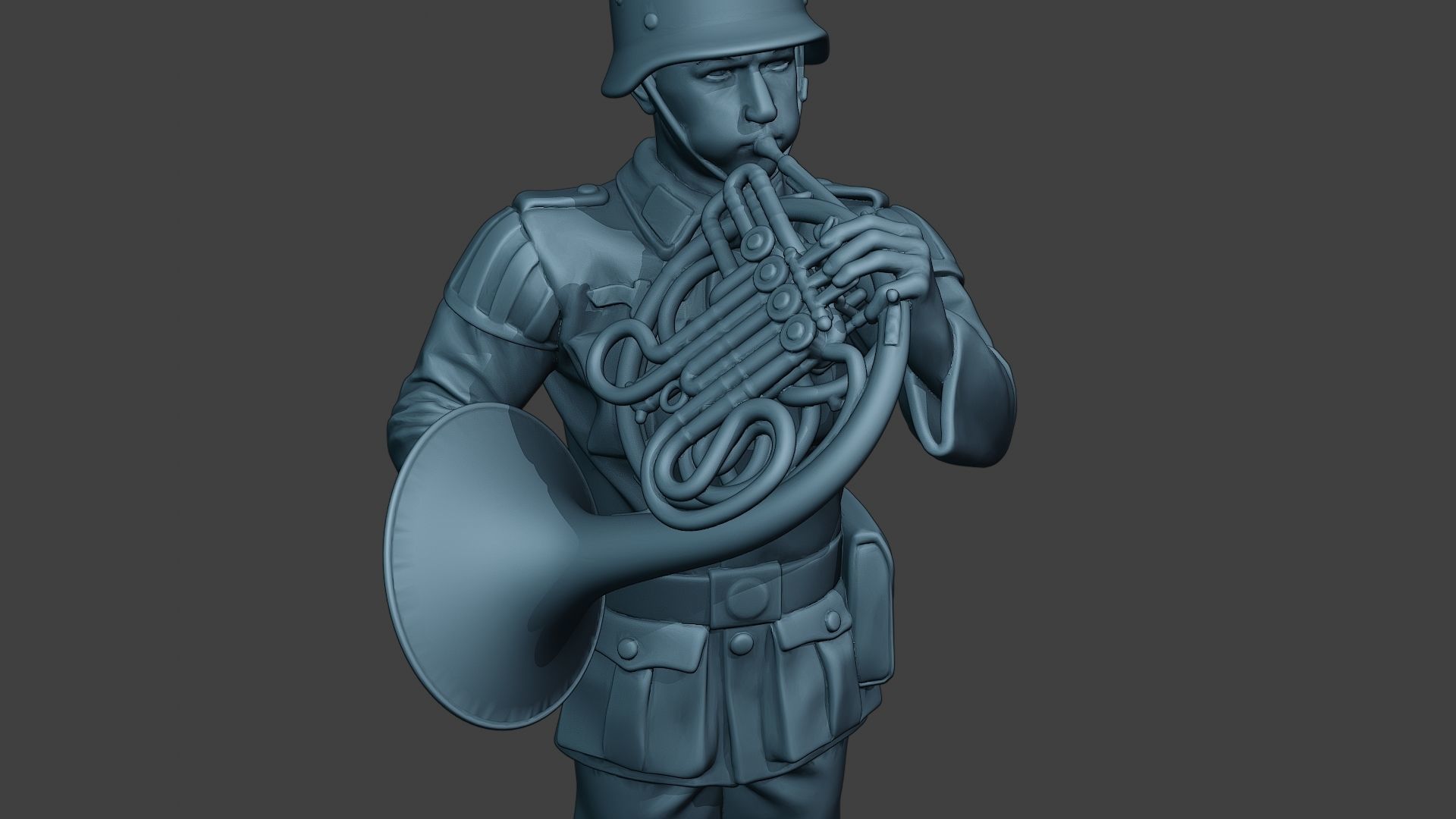 German musician soldier ww2 Stand french horn G8 3D print model_19