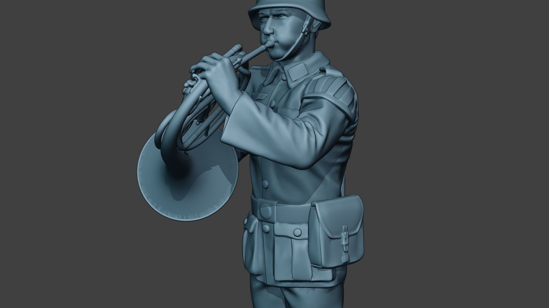 German musician soldier ww2 Stand french horn G8 3D print model_18