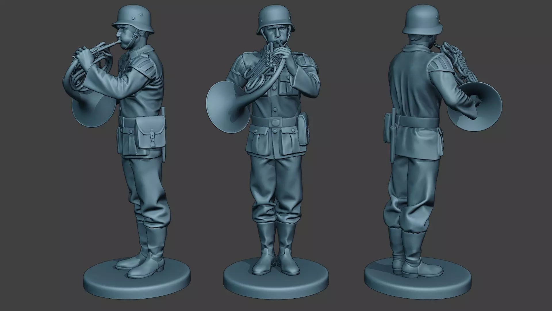German musician soldier ww2 Stand french horn G8 3D print model_0