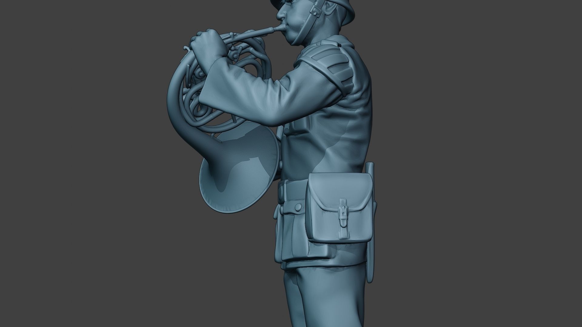 German musician soldier ww2 Stand french horn G8 3D print model_17