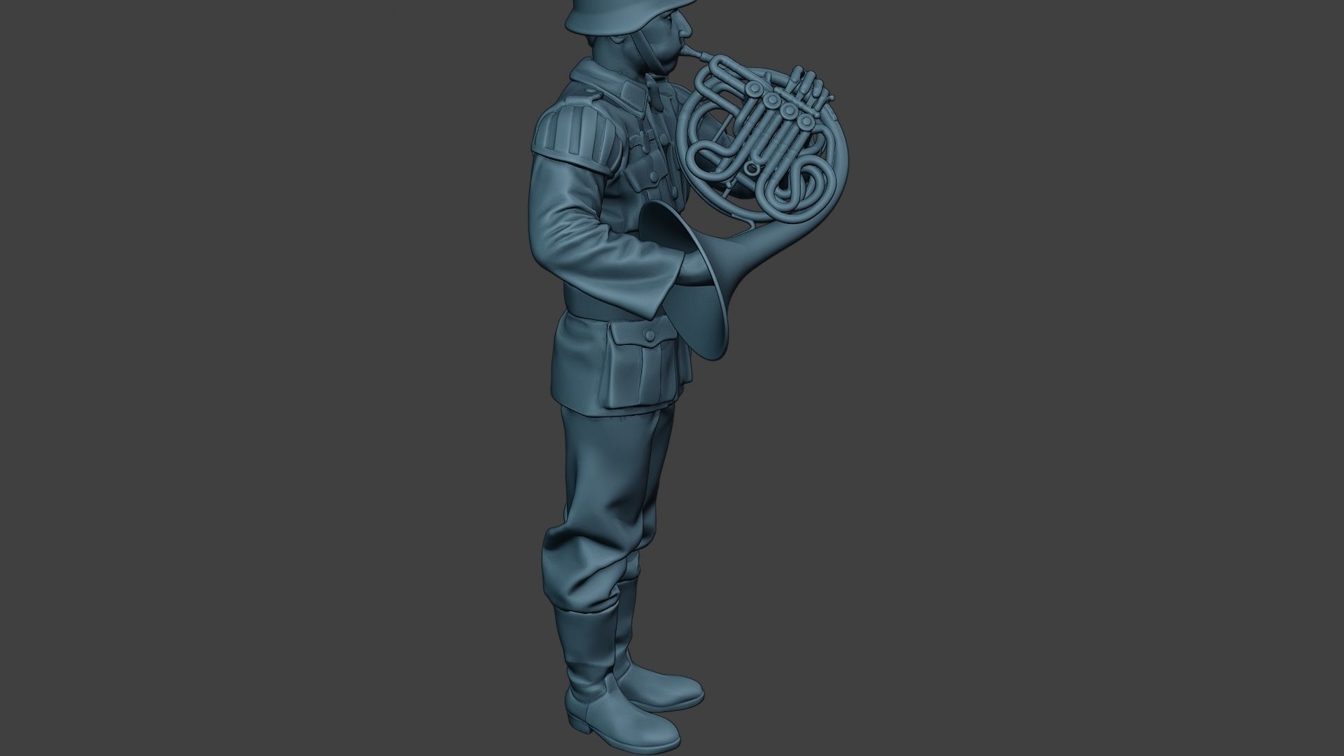 German musician soldier ww2 Stand french horn G8 3D print model_30
