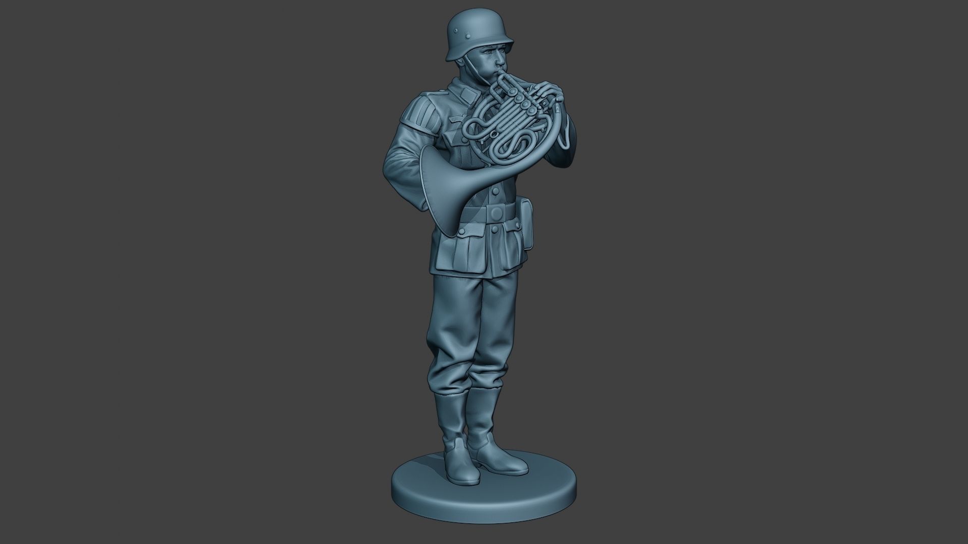 German musician soldier ww2 Stand french horn G8 3D print model_10