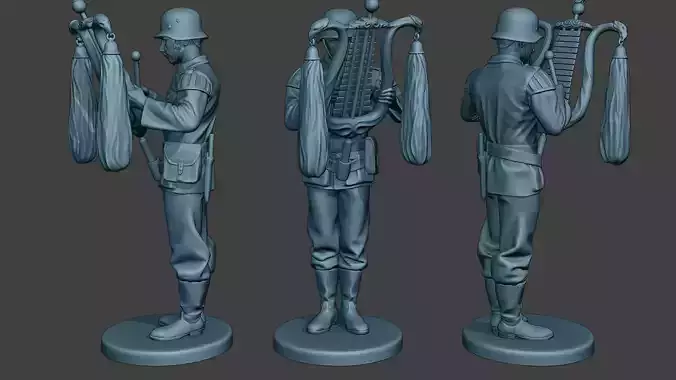 German musician soldier ww2 Stand Glockenspiel xylophone G8 3D print model