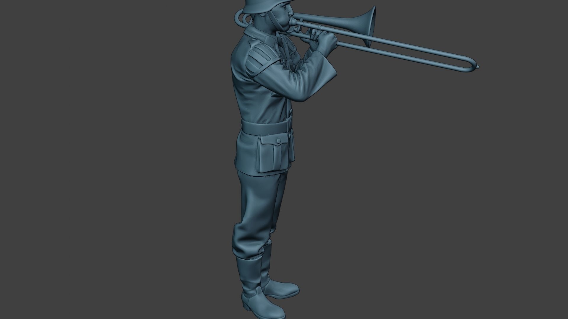 German musician soldier ww2 Stand trombone G8 3D print model_30