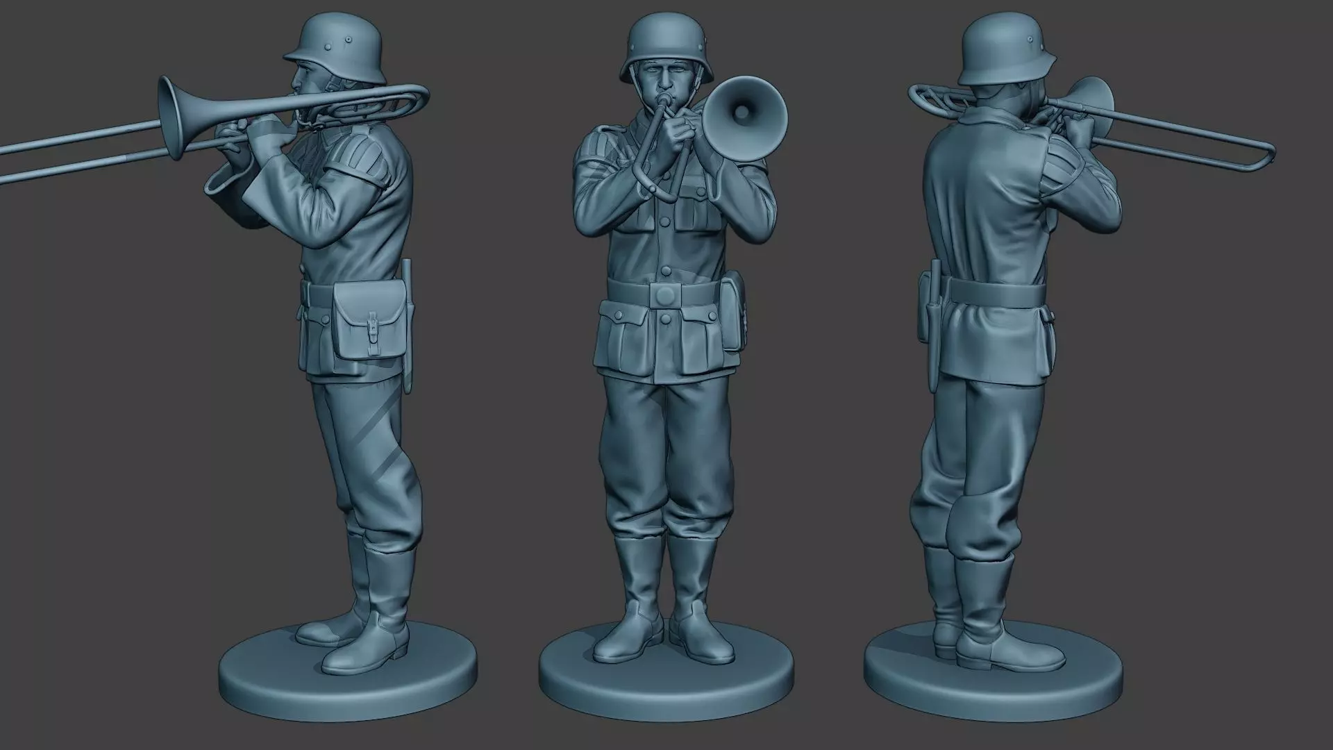 German musician soldier ww2 Stand trombone G8 3D print model_0